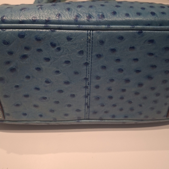 EUC Dooney & Bourke Teal Ostrich Leather 2-Way Medium Top Handle Satchel OS - Picture 8 of 16